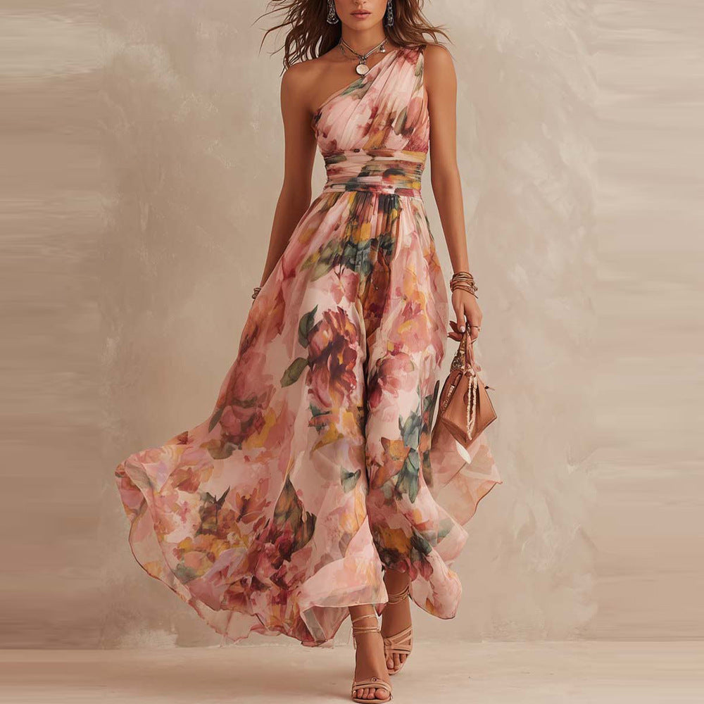 Vera One-Shoulder Chiffon Dress
