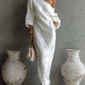 IWONA | Elegancka sukienka maxi w bieli
